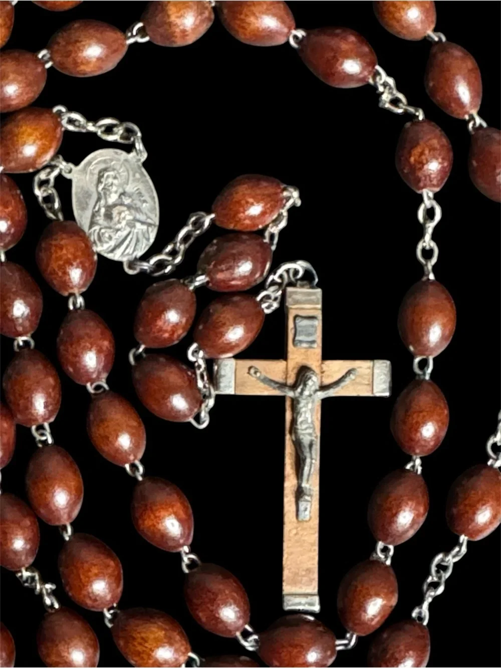 Vintage Brown Seed Bead ROSARY Signed Italy